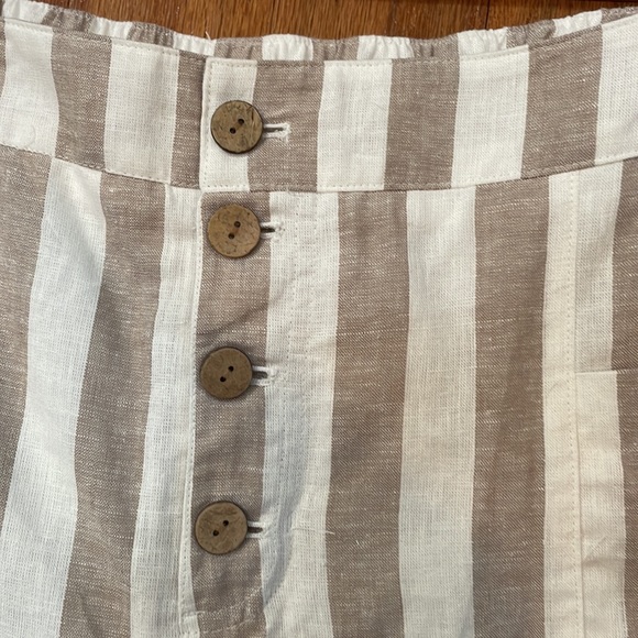 Lauren Conrad Tan White Stripe Size XL NWT Linen Blend Fully Lined Wide Leg - Picture 6 of 13